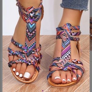 Cute purple Aztec design sandals
